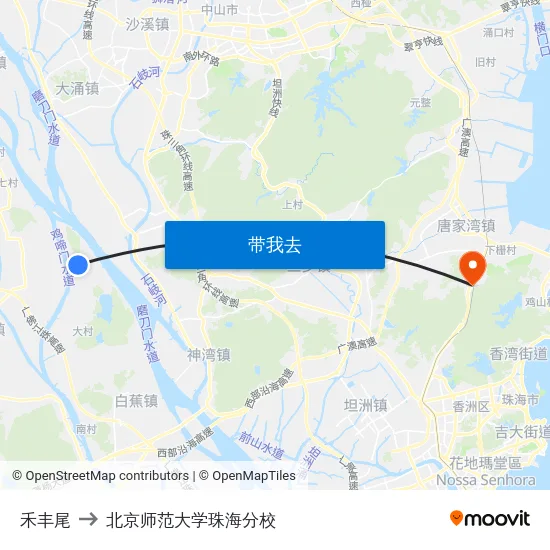 禾丰尾 to 北京师范大学珠海分校 map