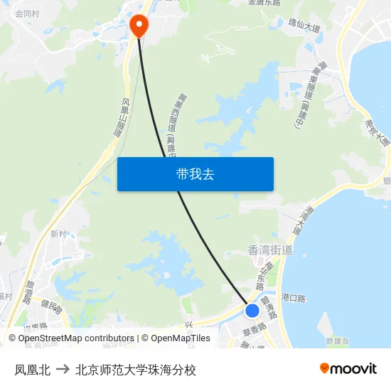 凤凰北 to 北京师范大学珠海分校 map