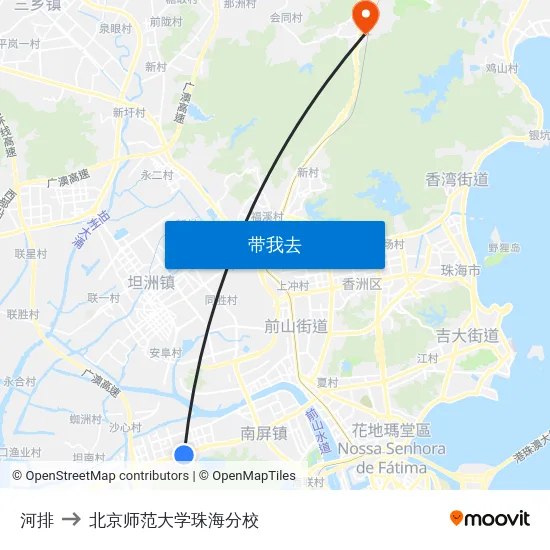 河排 to 北京师范大学珠海分校 map