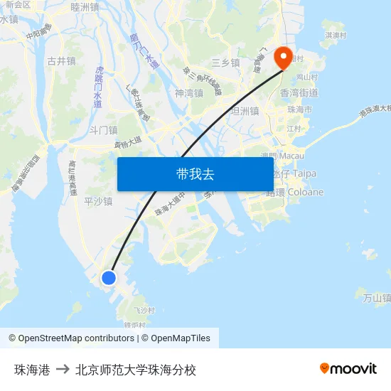 珠海港 to 北京师范大学珠海分校 map