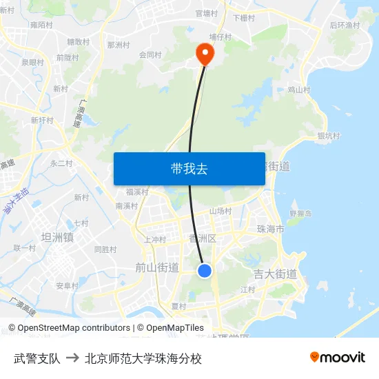 武警支队 to 北京师范大学珠海分校 map