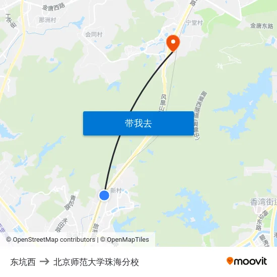 东坑西 to 北京师范大学珠海分校 map