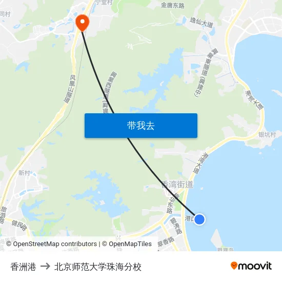 香洲港 to 北京师范大学珠海分校 map