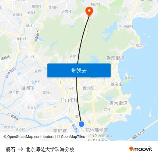 婆石 to 北京师范大学珠海分校 map