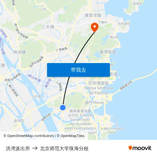 洪湾派出所 to 北京师范大学珠海分校 map