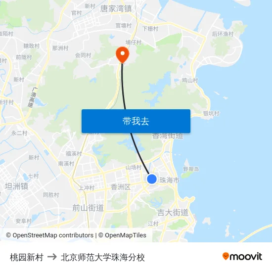 桃园新村 to 北京师范大学珠海分校 map