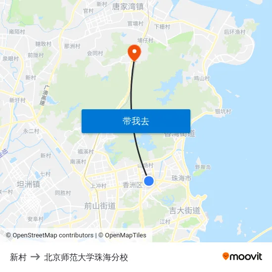 新村 to 北京师范大学珠海分校 map