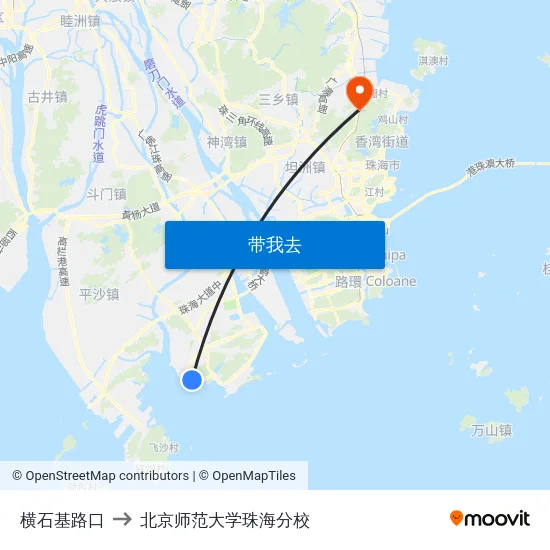 横石基路口 to 北京师范大学珠海分校 map