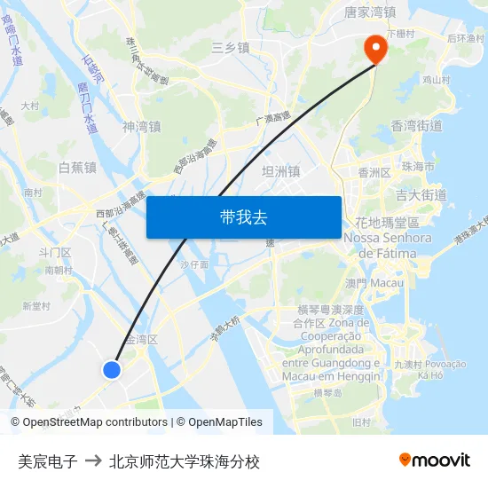 美宸电子 to 北京师范大学珠海分校 map
