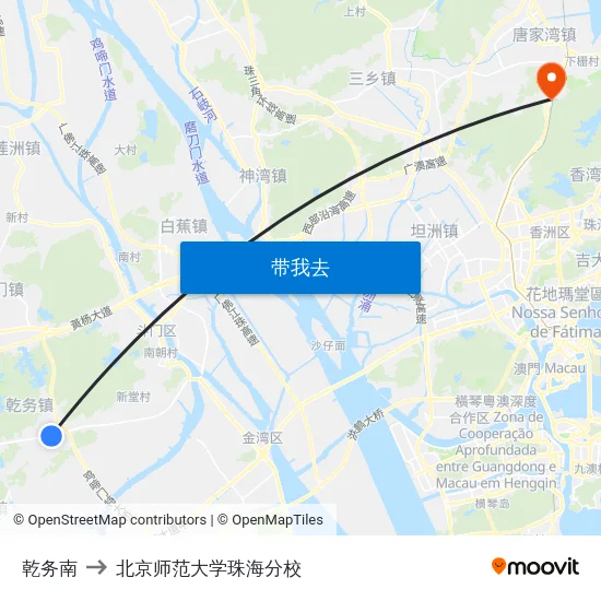 乾务南 to 北京师范大学珠海分校 map