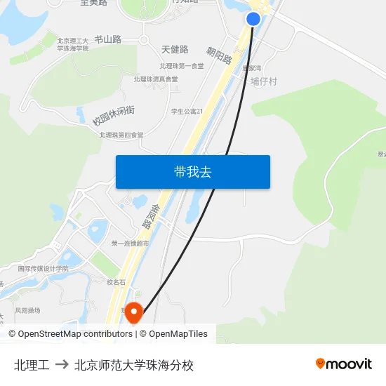 北理工 to 北京师范大学珠海分校 map
