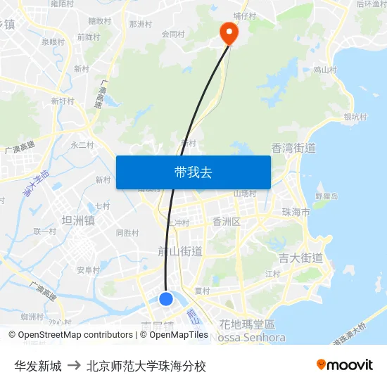 华发新城 to 北京师范大学珠海分校 map