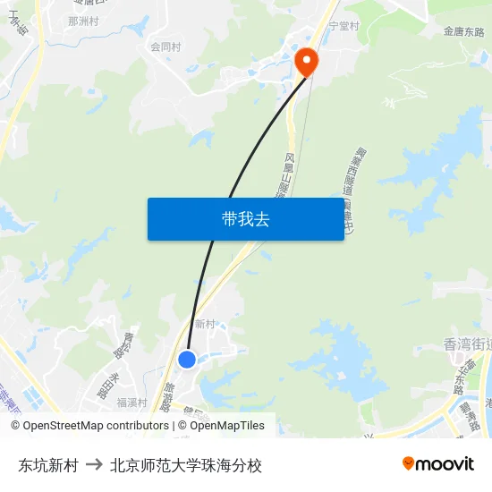东坑新村 to 北京师范大学珠海分校 map