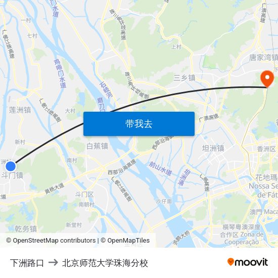 下洲路口 to 北京师范大学珠海分校 map
