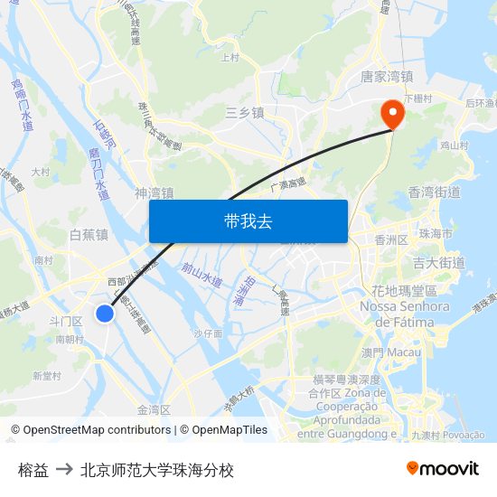 榕益 to 北京师范大学珠海分校 map