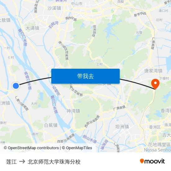 莲江 to 北京师范大学珠海分校 map