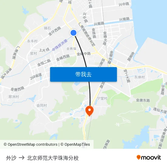外沙 to 北京师范大学珠海分校 map