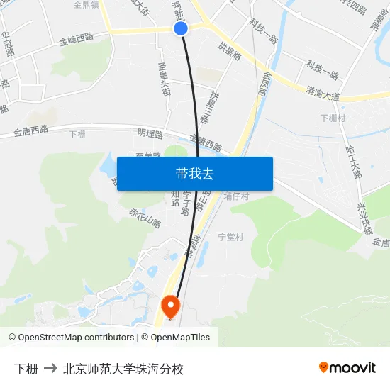 下栅 to 北京师范大学珠海分校 map