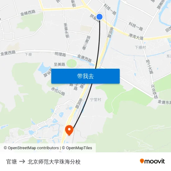 官塘 to 北京师范大学珠海分校 map