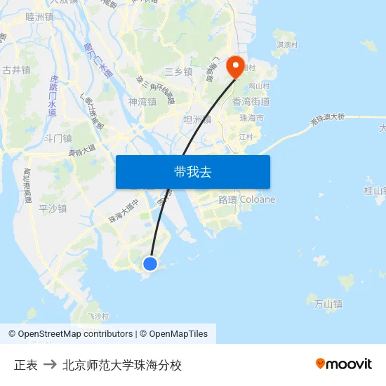 正表 to 北京师范大学珠海分校 map