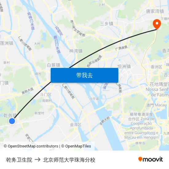 乾务卫生院 to 北京师范大学珠海分校 map
