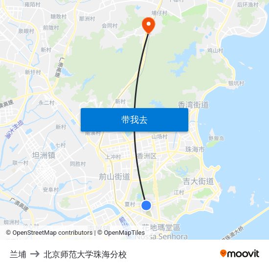 兰埔 to 北京师范大学珠海分校 map