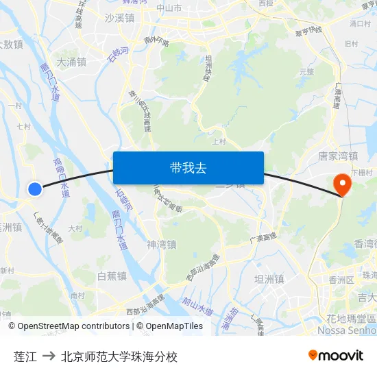 莲江 to 北京师范大学珠海分校 map