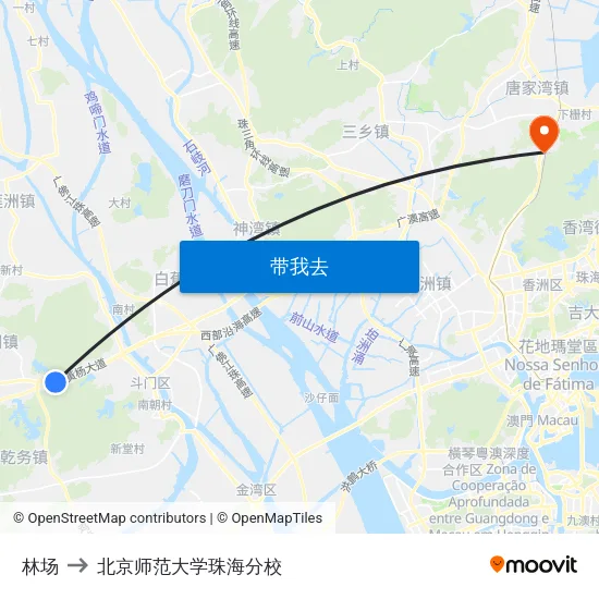林场 to 北京师范大学珠海分校 map