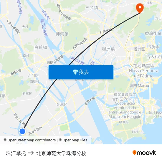 珠江摩托 to 北京师范大学珠海分校 map
