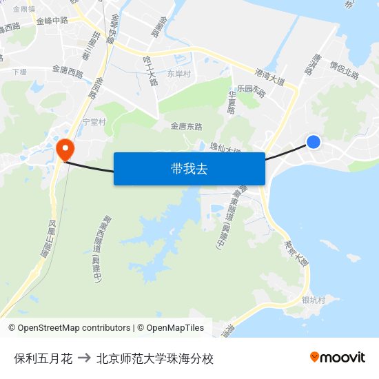 保利五月花 to 北京师范大学珠海分校 map