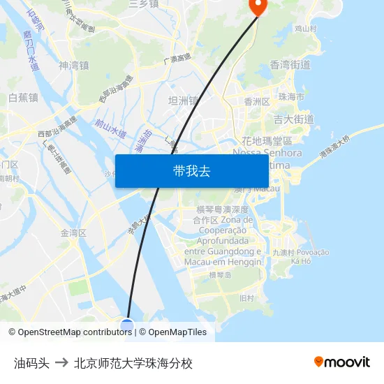 油码头 to 北京师范大学珠海分校 map