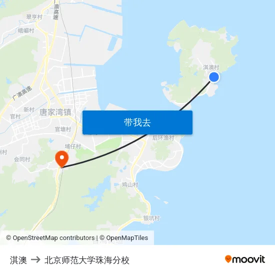 淇澳 to 北京师范大学珠海分校 map