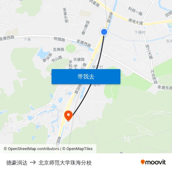 德豪润达 to 北京师范大学珠海分校 map