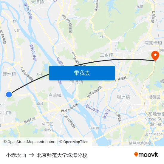 小赤坎西 to 北京师范大学珠海分校 map