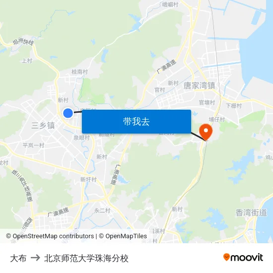 大布 to 北京师范大学珠海分校 map