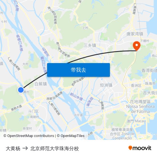 大黄杨 to 北京师范大学珠海分校 map