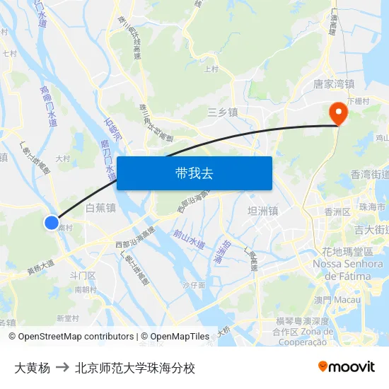大黄杨 to 北京师范大学珠海分校 map