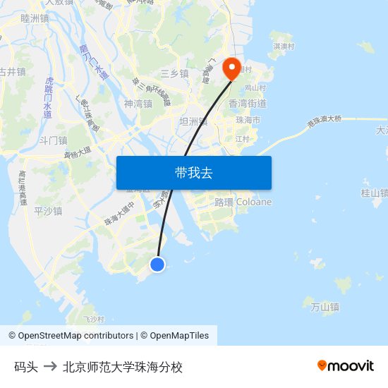 码头 to 北京师范大学珠海分校 map