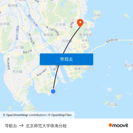 导航台 to 北京师范大学珠海分校 map