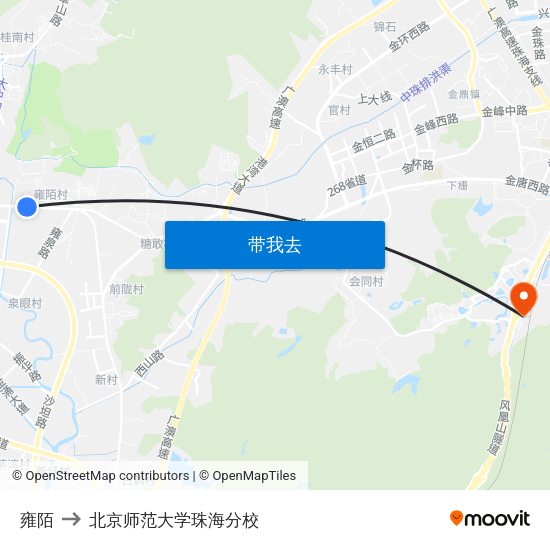 雍陌 to 北京师范大学珠海分校 map