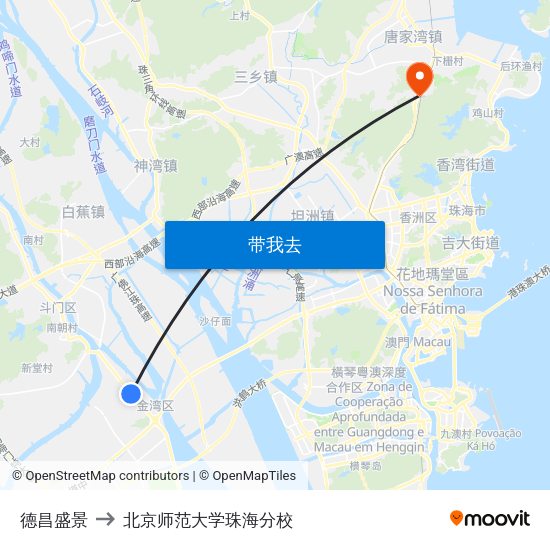 德昌盛景 to 北京师范大学珠海分校 map