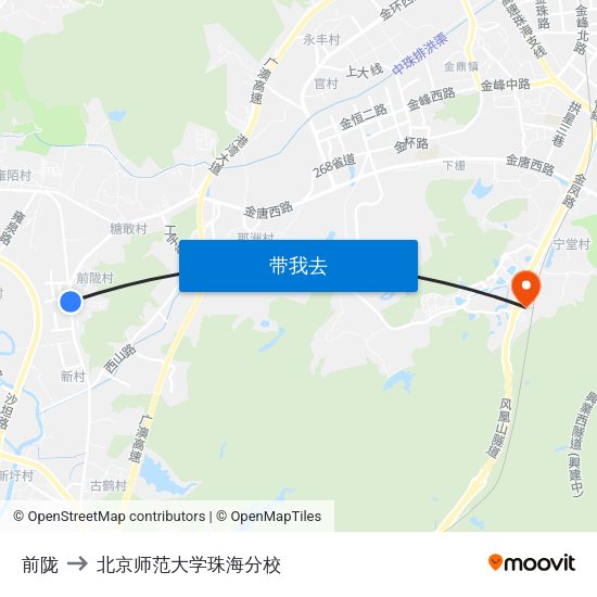 前陇 to 北京师范大学珠海分校 map