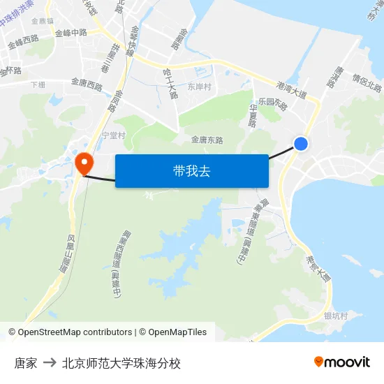 唐家 to 北京师范大学珠海分校 map