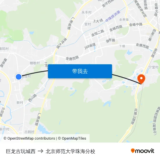 巨龙古玩城西 to 北京师范大学珠海分校 map