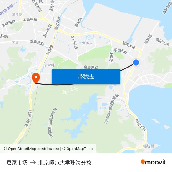 唐家市场 to 北京师范大学珠海分校 map