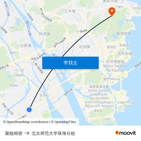 聚能精密 to 北京师范大学珠海分校 map