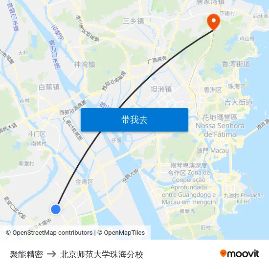 聚能精密 to 北京师范大学珠海分校 map