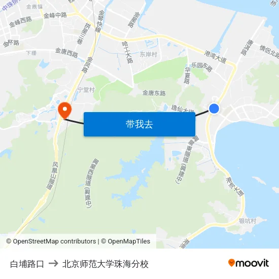 白埔路口 to 北京师范大学珠海分校 map