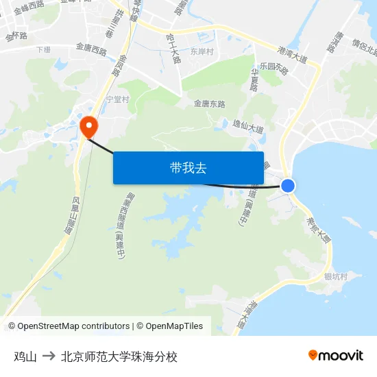 鸡山 to 北京师范大学珠海分校 map