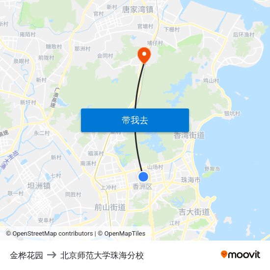 金桦花园 to 北京师范大学珠海分校 map
